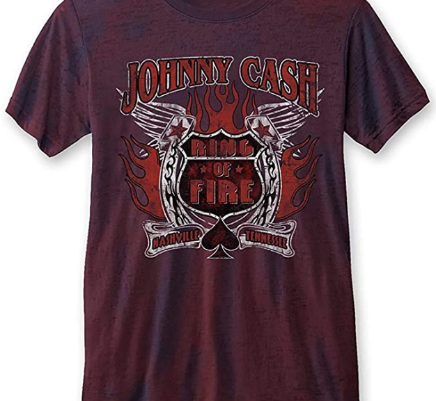 Johnny Cash – Classic ‘Ring of Fire’ Burnout T-Shirt