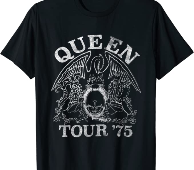 Queen – Tour 75′ Crest Logo Vintage T-Shirt
